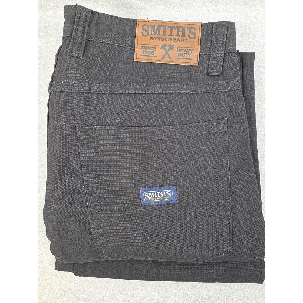 Smiths Workwear Canvas Work Pants Mens 30x32 Black Straight‎ Fit Utility NEW